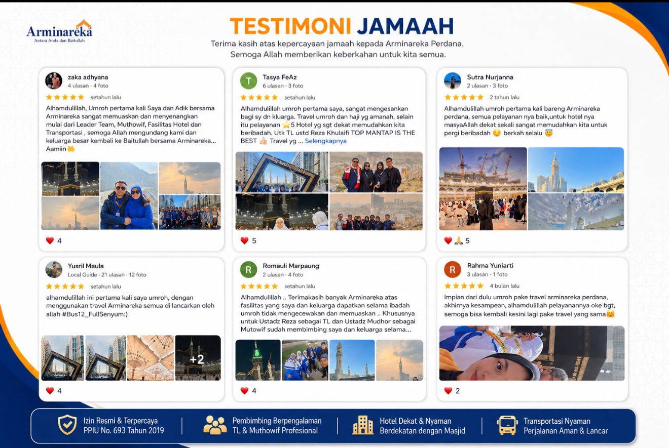 testimoni jamaah umroh arminareka